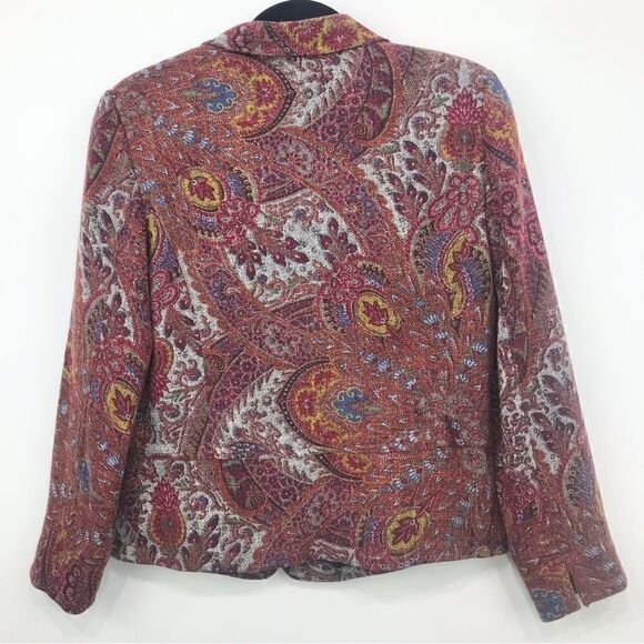 Coldwater Creek Old World Red Paisley Print Blazer - Picture 6 of 11
